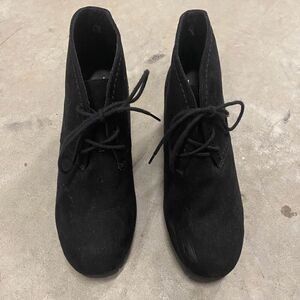 Time and True Black Faux Suede Lace Up Wedges Women's Size 7​